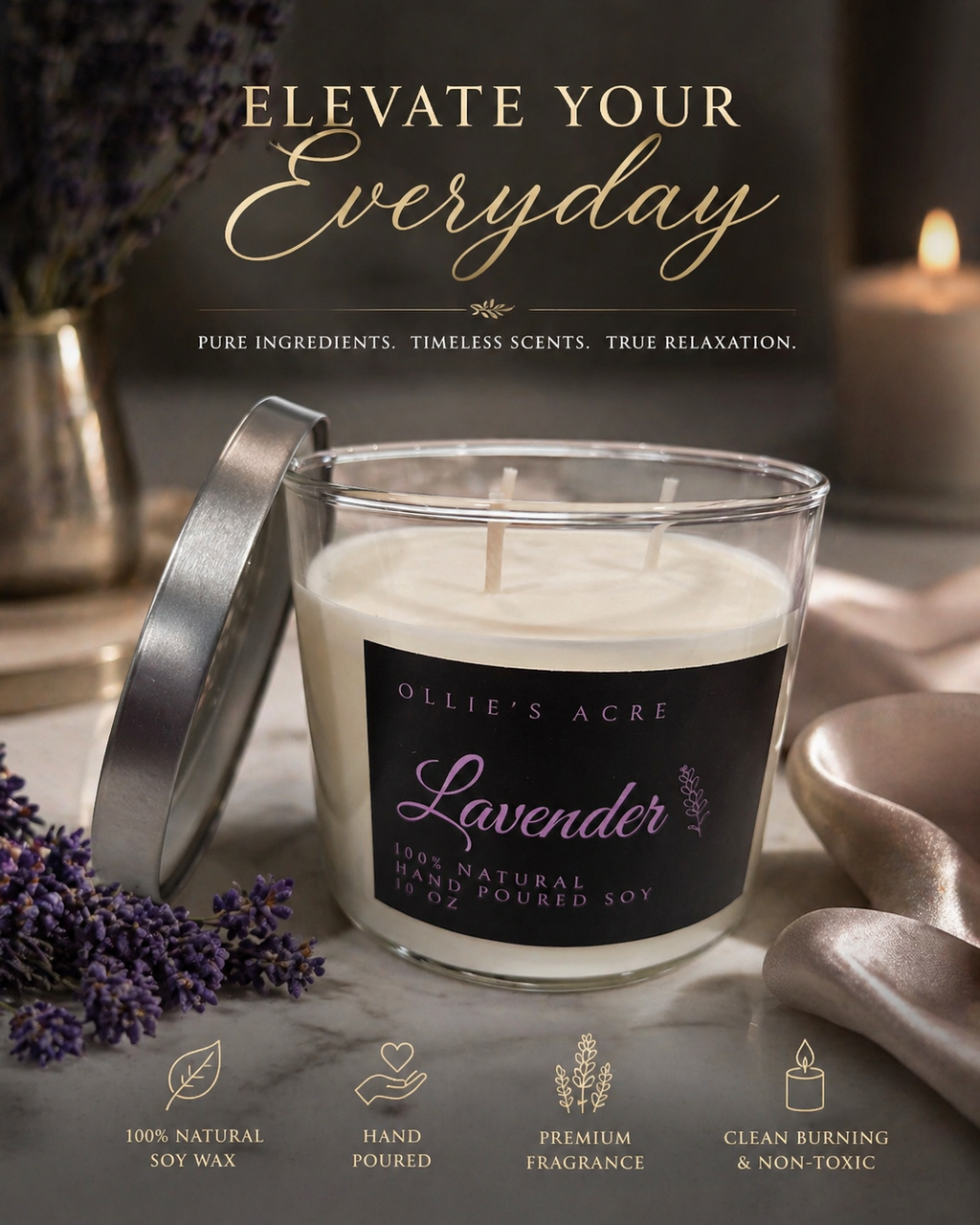 Lavender 3 Wick Candle
